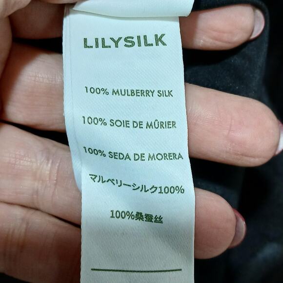 LILYSILK Pajama Set Womens Large Black 100% Mulberry Silk Machine Washable NWT - Picture 13 of 16